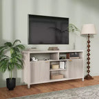 Geriffelter TV-Schrank für 65-Zoll-Fernseher, Mid-Century Modern Medienkonsole mit verstellbaren Einlegeböden, schmales Bauernhaus-Unterhaltungsmöbel
