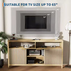 Geriffelter TV-Schrank für 65-Zoll-Fernseher, Mid-Century Modern Medienkonsole mit verstellbaren Einlegeböden, schmales Bauernhaus-Unterhaltungsmöbel