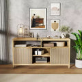 Acekool Fluted TV Stand for 65 TVs, Mid-Century Modern Media Console with Adjustable Shelves, Slim Farmhouse Entertainment Cabinet
