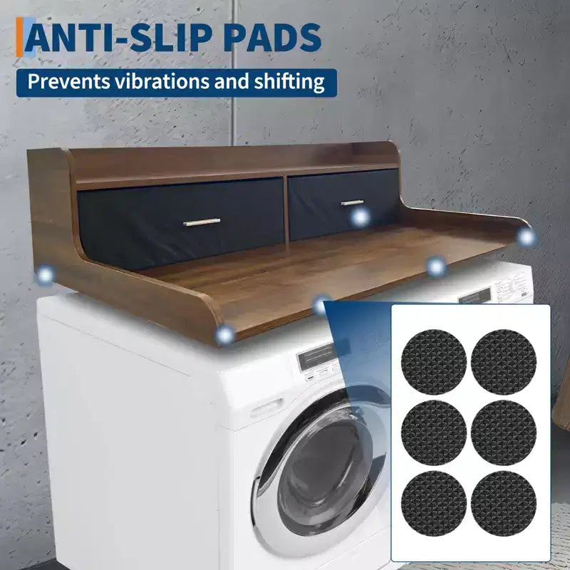 2-stöckige Waschtrockner-Arbeitsplatte Holz Wäsche-Organizer 54x27,55 mit Schubladen & Anti-Rutsch-Pads