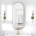 MAYEERTY 32 x 16in Modern Oval Bathroom Medicine Cabinets, Metal Framed Wall Mirror with Storage, Black