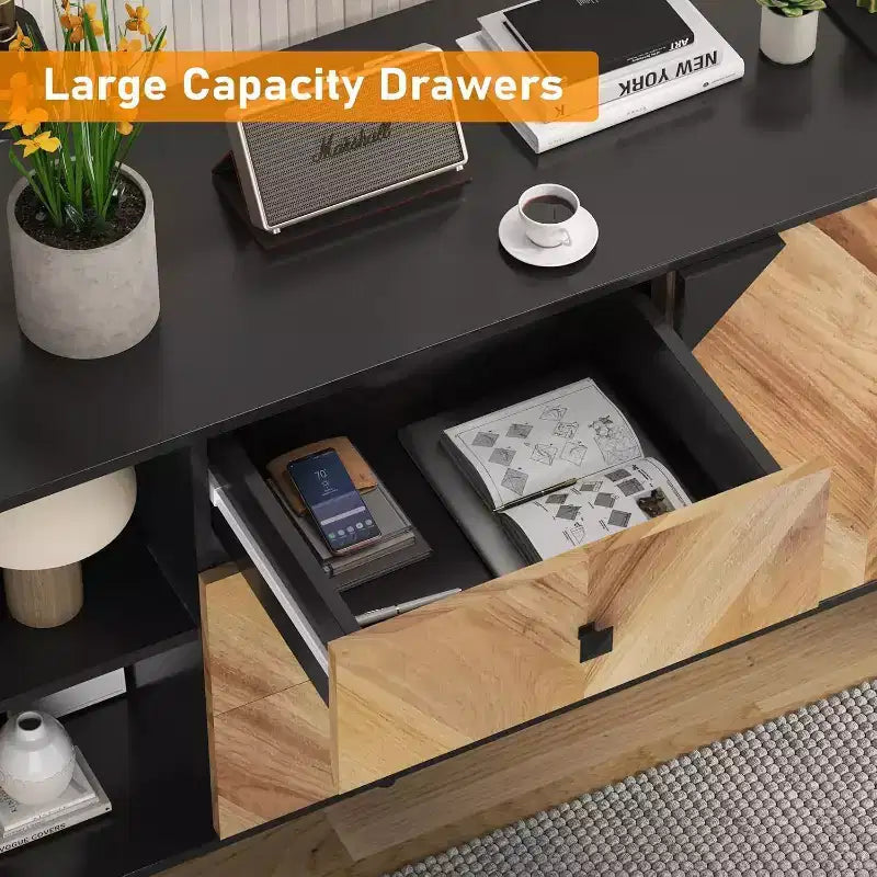 55.1" Moderner Aufbewahrungsschrank, Sideboard-Buffet mit Schubladen und Türen, Akzentschrank für Esszimmer, Flur