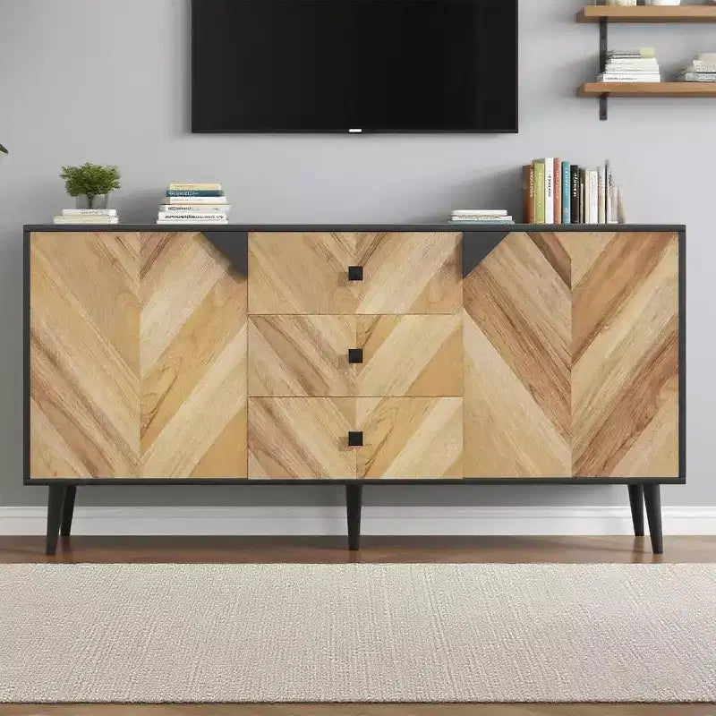 55.1" Moderner Aufbewahrungsschrank, Sideboard-Buffet mit Schubladen und Türen, Akzentschrank für Esszimmer, Flur