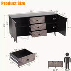 55.1" Moderner Aufbewahrungsschrank, Sideboard-Buffet mit Schubladen und Türen, Akzentschrank für Esszimmer, Flur