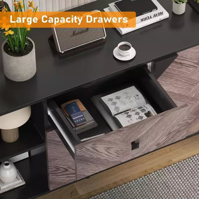 55.1" Moderner Aufbewahrungsschrank, Sideboard-Buffet mit Schubladen und Türen, Akzentschrank für Esszimmer, Flur
