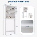 Toilettenschrank, Badezimmer-Organizer im Landhausstil mit Rattantüren, verstellbarem Regal, weißer Badezimmerschrank