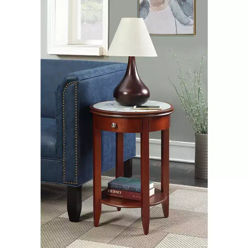 HomeStock 24 in.H Orange Color Rectangle Wood Table Top End Table 1 -piece