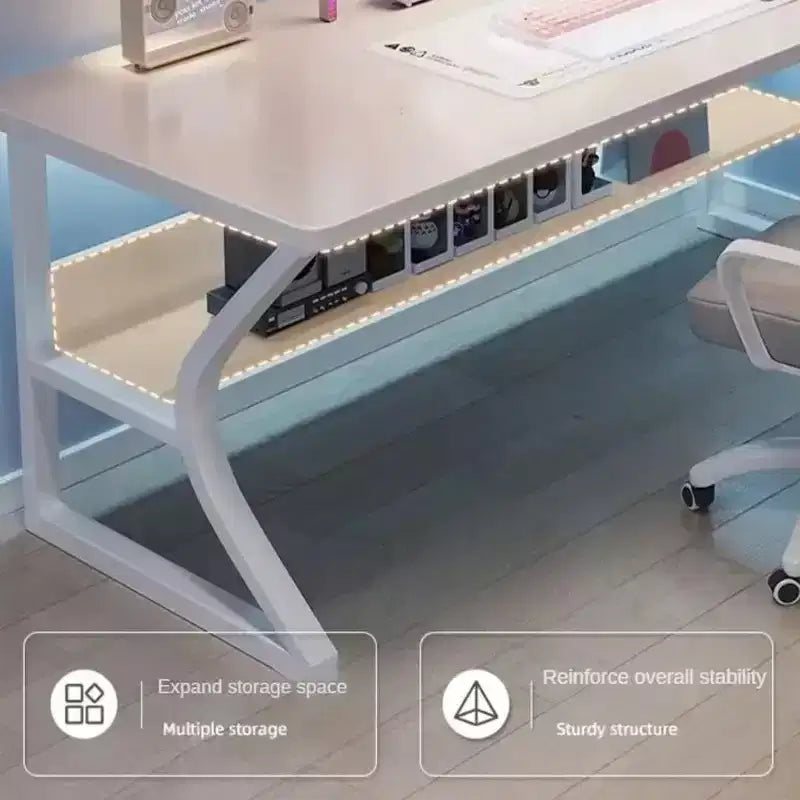 31" kleiner Computertisch, moderner Schreibtisch für Home Office, Schlafzimmer, Arbeitszimmer oder Arbeitsplatz, platzsparend, Kopfhörerhaken, weiß