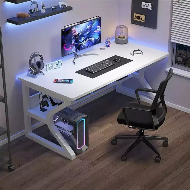31" kleiner Computertisch, moderner Schreibtisch für Home Office, Schlafzimmer, Arbeitszimmer oder Arbeitsplatz, platzsparend, Kopfhörerhaken, weiß