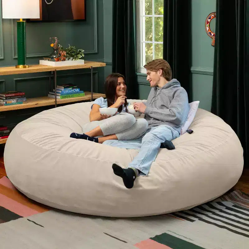 7 Foot Cocoon - 2-in-1 Cabrio-Sitzsackbett & großer Sitzsack für Erwachsene, üppiger Samt
