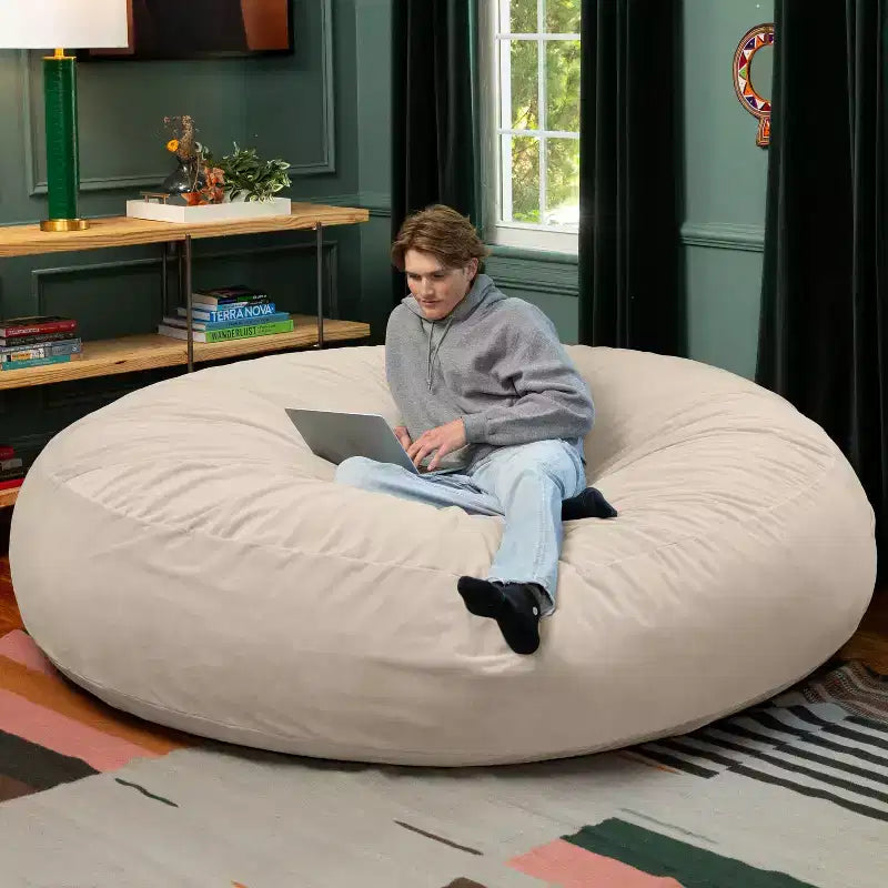 7 Foot Cocoon - 2-in-1 Cabrio-Sitzsackbett & großer Sitzsack für Erwachsene, üppiger Samt