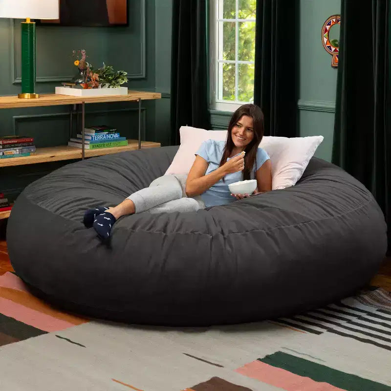 7 Foot Cocoon - 2-in-1 Cabrio-Sitzsackbett & großer Sitzsack für Erwachsene, üppiger Samt