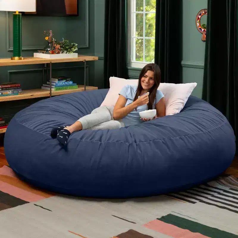 7 Foot Cocoon - 2-in-1 Cabrio-Sitzsackbett & großer Sitzsack für Erwachsene, üppiger Samt