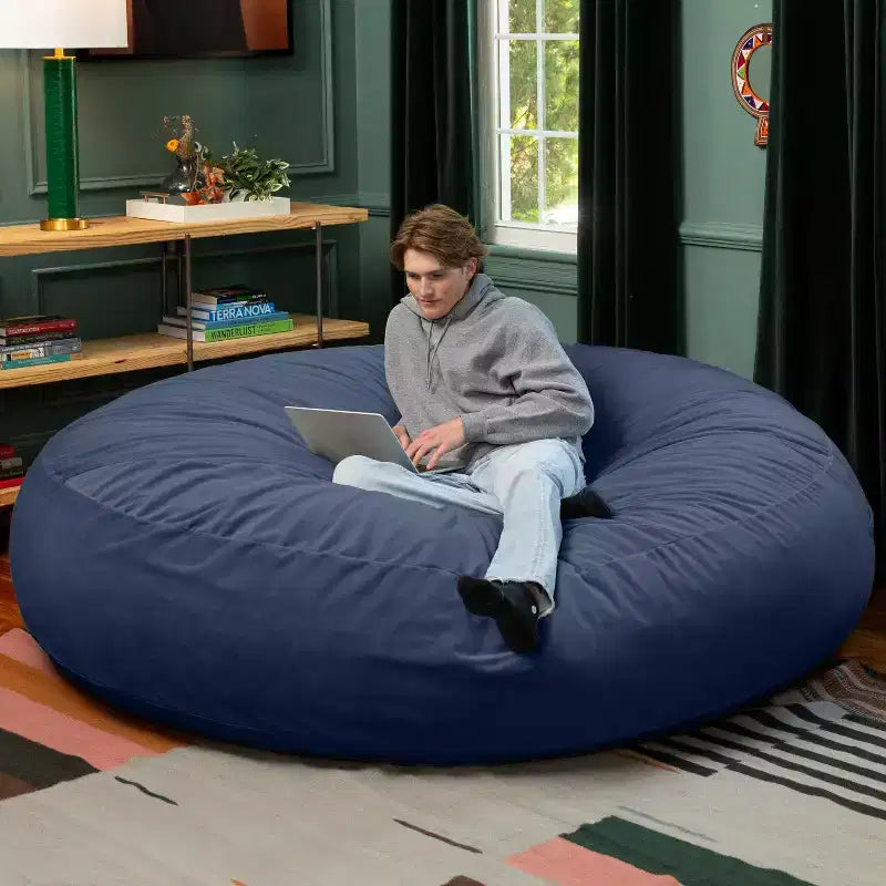 7 Foot Cocoon - 2-in-1 Cabrio-Sitzsackbett & großer Sitzsack für Erwachsene, üppiger Samt