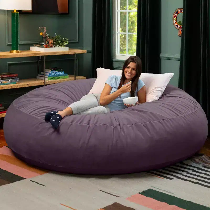 7 Foot Cocoon - 2-in-1 Cabrio-Sitzsackbett & großer Sitzsack für Erwachsene, üppiger Samt