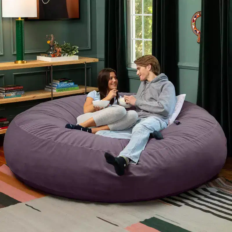 7 Foot Cocoon - 2-in-1 Cabrio-Sitzsackbett & großer Sitzsack für Erwachsene, üppiger Samt