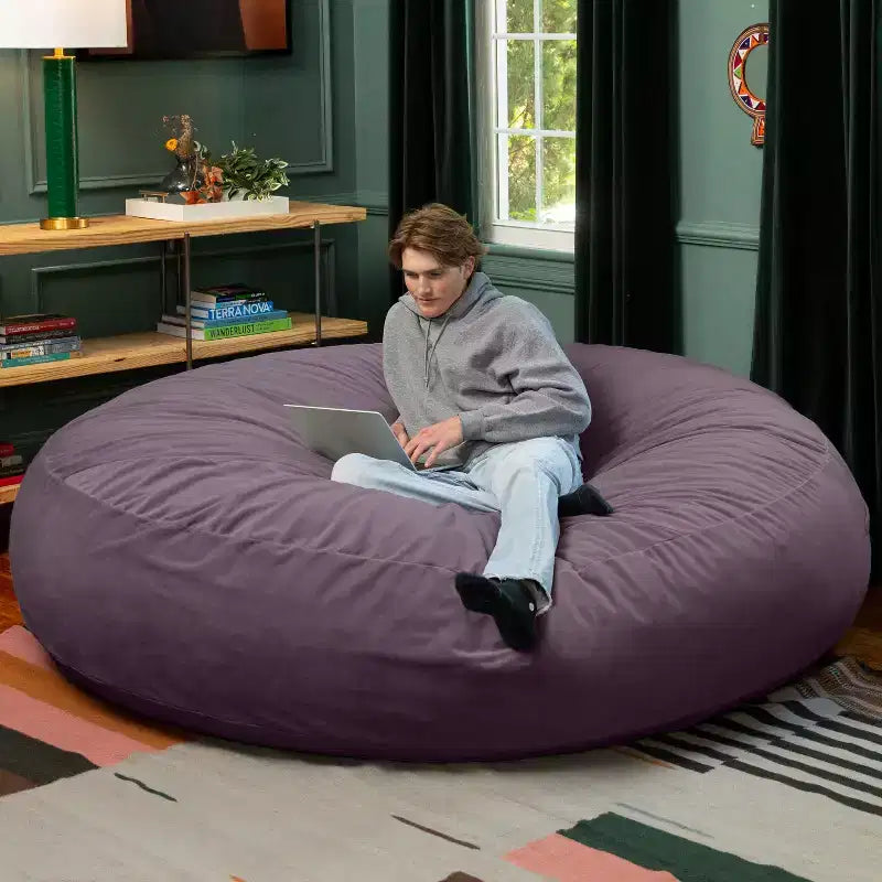 7 Foot Cocoon - 2-in-1 Cabrio-Sitzsackbett & großer Sitzsack für Erwachsene, üppiger Samt