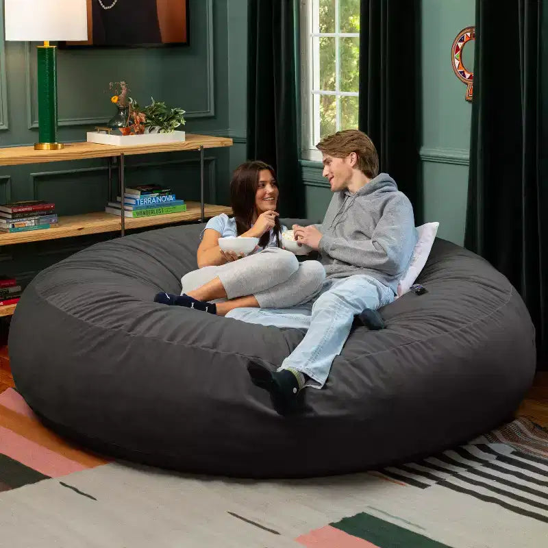 7 Foot Cocoon - 2-in-1 Cabrio-Sitzsackbett & großer Sitzsack für Erwachsene, üppiger Samt