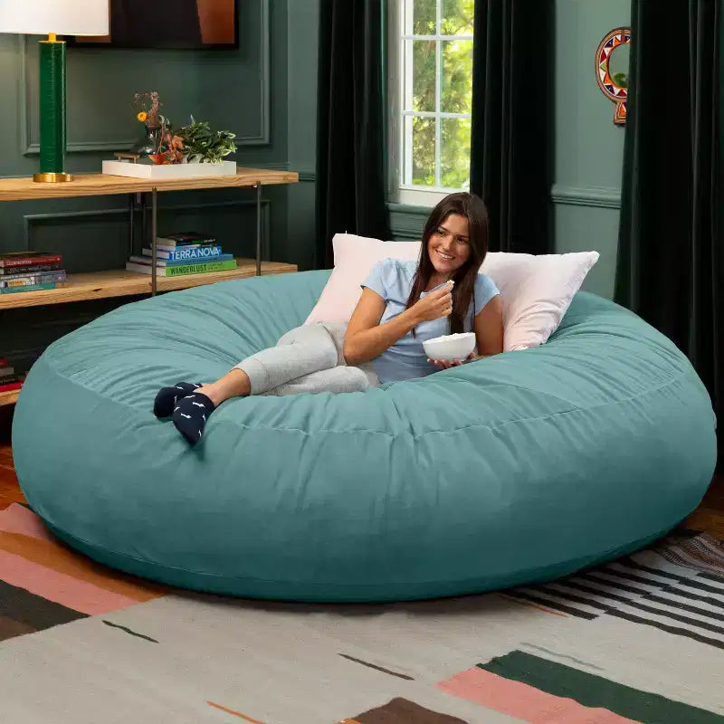 7 Foot Cocoon - 2-in-1 Cabrio-Sitzsackbett & großer Sitzsack für Erwachsene, üppiger Samt
