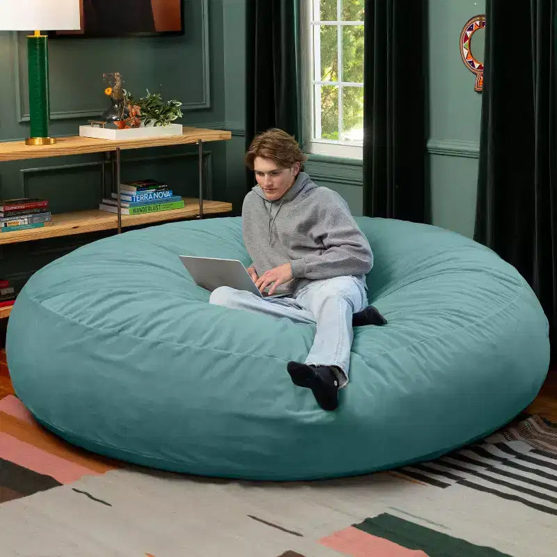 7 Foot Cocoon - 2-in-1 Cabrio-Sitzsackbett & großer Sitzsack für Erwachsene, üppiger Samt