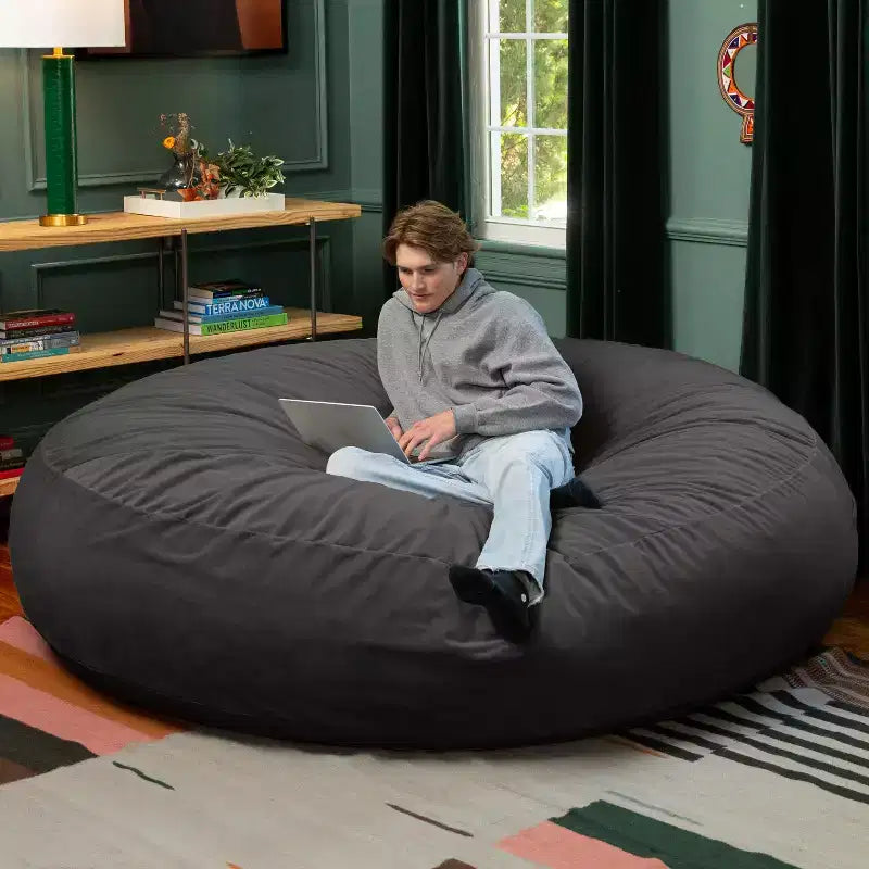 7 Foot Cocoon - 2-in-1 Cabrio-Sitzsackbett & großer Sitzsack für Erwachsene, üppiger Samt