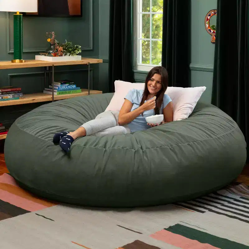 7 Foot Cocoon - 2-in-1 Cabrio-Sitzsackbett & großer Sitzsack für Erwachsene, üppiger Samt