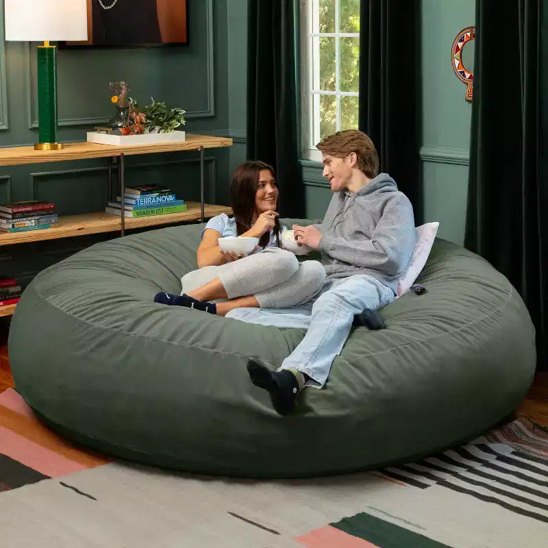 7 Foot Cocoon - 2-in-1 Cabrio-Sitzsackbett & großer Sitzsack für Erwachsene, üppiger Samt