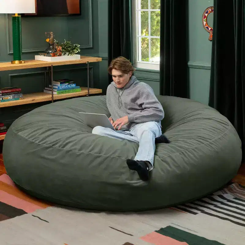 7 Foot Cocoon - 2-in-1 Cabrio-Sitzsackbett & großer Sitzsack für Erwachsene, üppiger Samt
