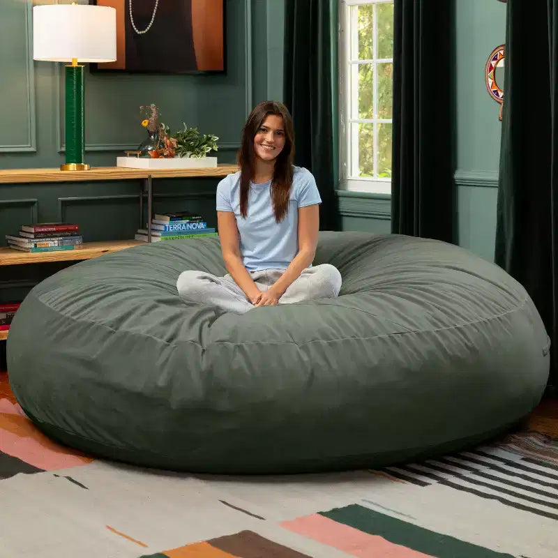 7 Foot Cocoon - 2-in-1 Cabrio-Sitzsackbett & großer Sitzsack für Erwachsene, üppiger Samt