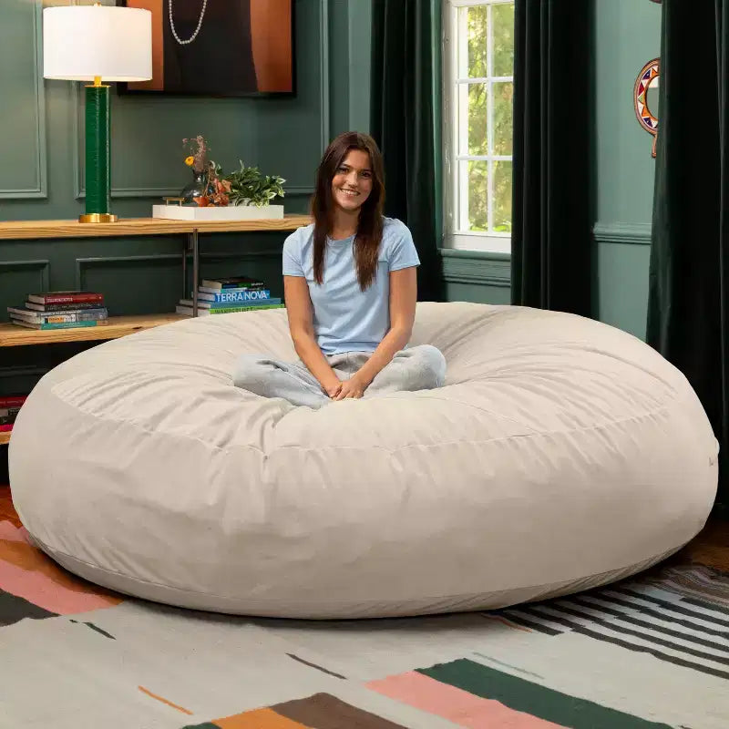 7 Foot Cocoon - 2-in-1 Cabrio-Sitzsackbett & großer Sitzsack für Erwachsene, üppiger Samt