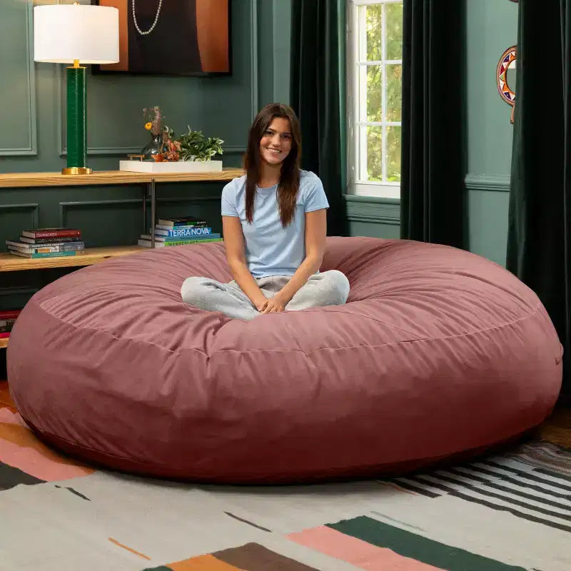 7 Foot Cocoon - 2-in-1 Cabrio-Sitzsackbett & großer Sitzsack für Erwachsene, üppiger Samt