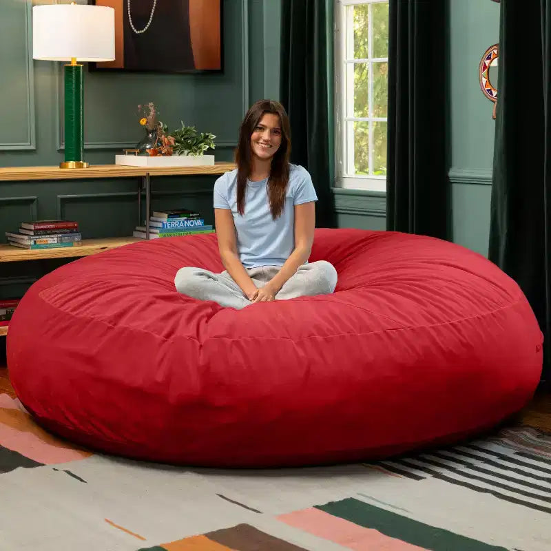 7 Foot Cocoon - 2-in-1 Cabrio-Sitzsackbett & großer Sitzsack für Erwachsene, üppiger Samt