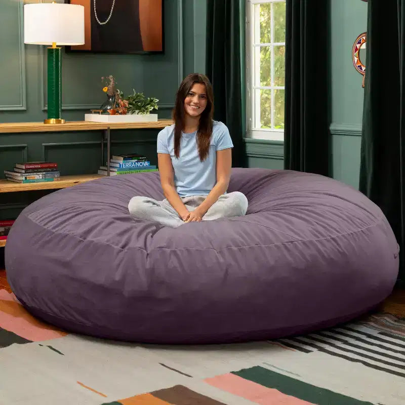 7 Foot Cocoon - 2-in-1 Cabrio-Sitzsackbett & großer Sitzsack für Erwachsene, üppiger Samt