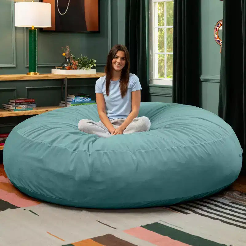 7 Foot Cocoon - 2-in-1 Cabrio-Sitzsackbett & großer Sitzsack für Erwachsene, üppiger Samt