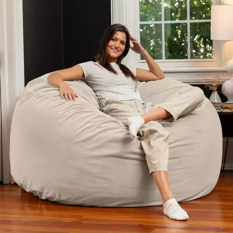 5 Foot Saxx - Großer runder Sitzsack für Erwachsene - Üppiger Samt