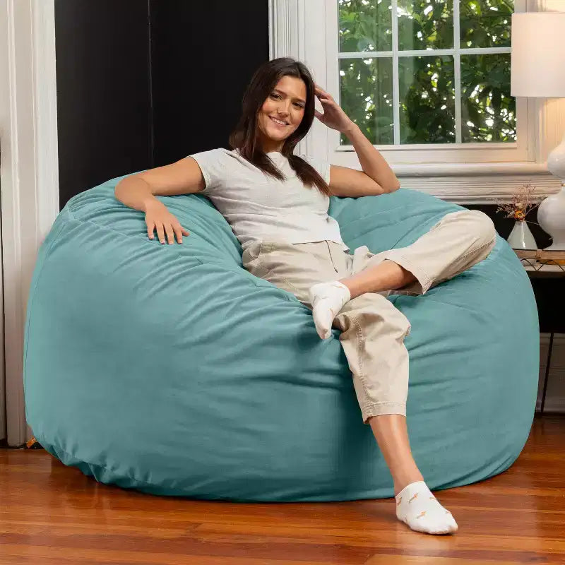 5 Foot Saxx - Großer runder Sitzsack für Erwachsene - Üppiger Samt