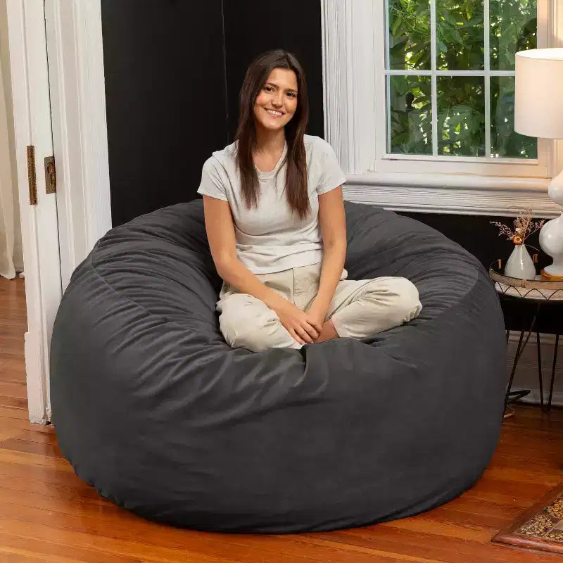 5 Foot Saxx - Großer runder Sitzsack für Erwachsene - Üppiger Samt