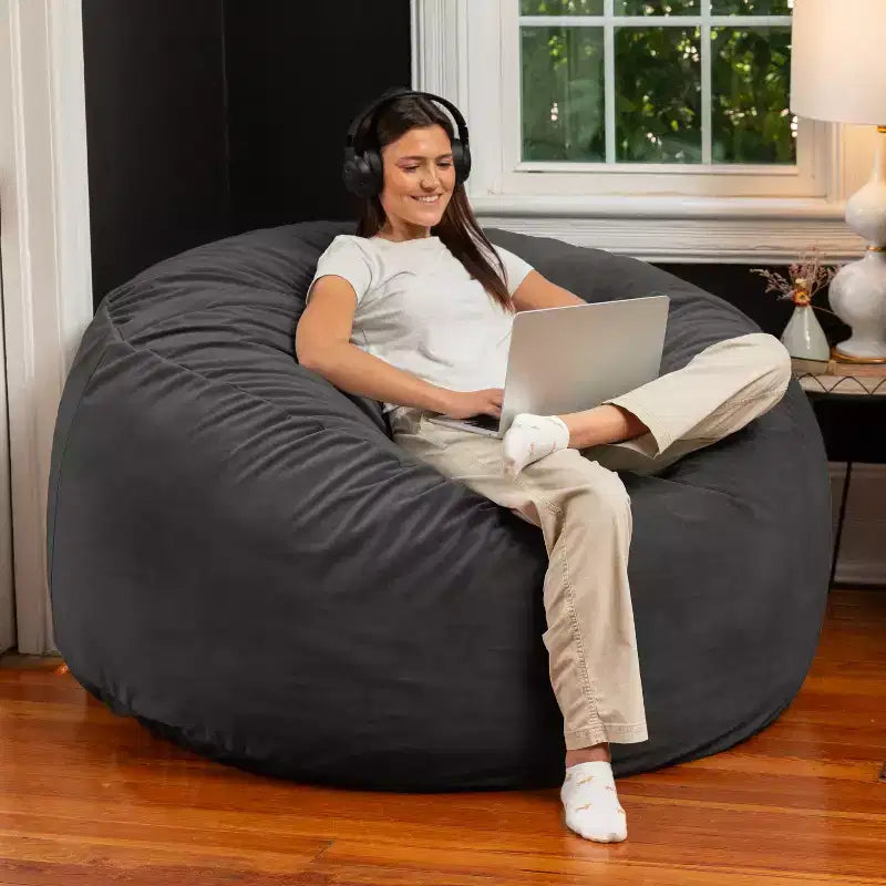 5 Foot Saxx - Großer runder Sitzsack für Erwachsene - Üppiger Samt