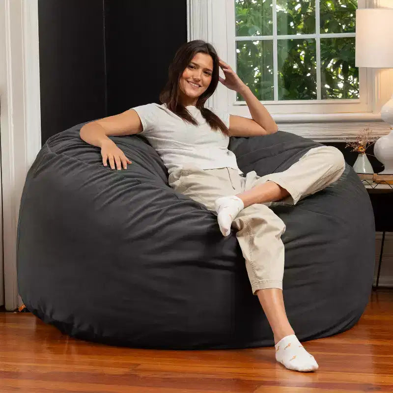 5 Foot Saxx - Großer runder Sitzsack für Erwachsene - Üppiger Samt