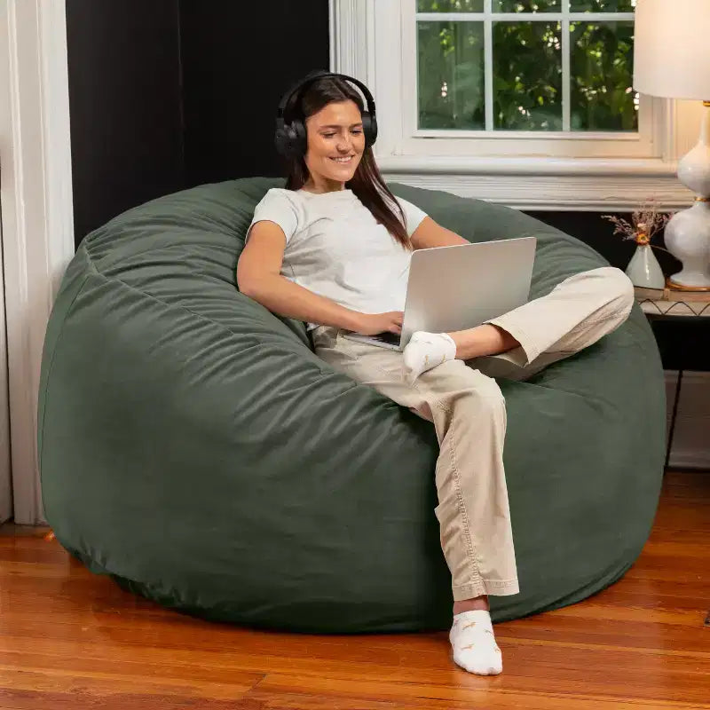 5 Foot Saxx - Großer runder Sitzsack für Erwachsene - Üppiger Samt