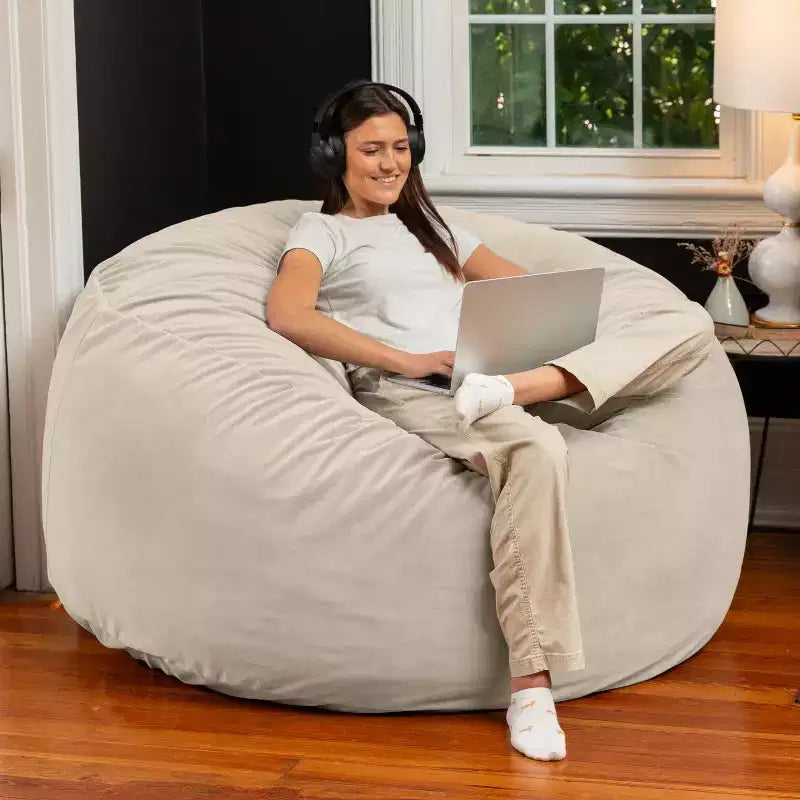 5 Foot Saxx - Großer runder Sitzsack für Erwachsene - Üppiger Samt