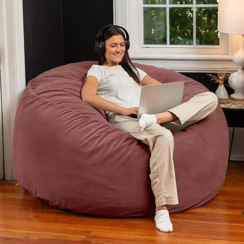 5 Foot Saxx - Großer runder Sitzsack für Erwachsene - Üppiger Samt