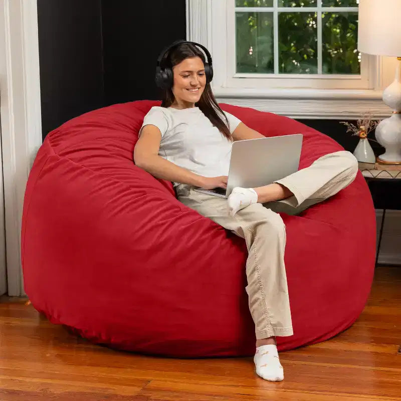 5 Foot Saxx - Großer runder Sitzsack für Erwachsene - Üppiger Samt