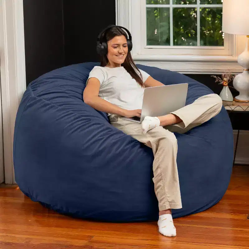 Jaxx 5 Foot Saxx - Large Round Bean Bag Chair for Adults - Lush Velvet