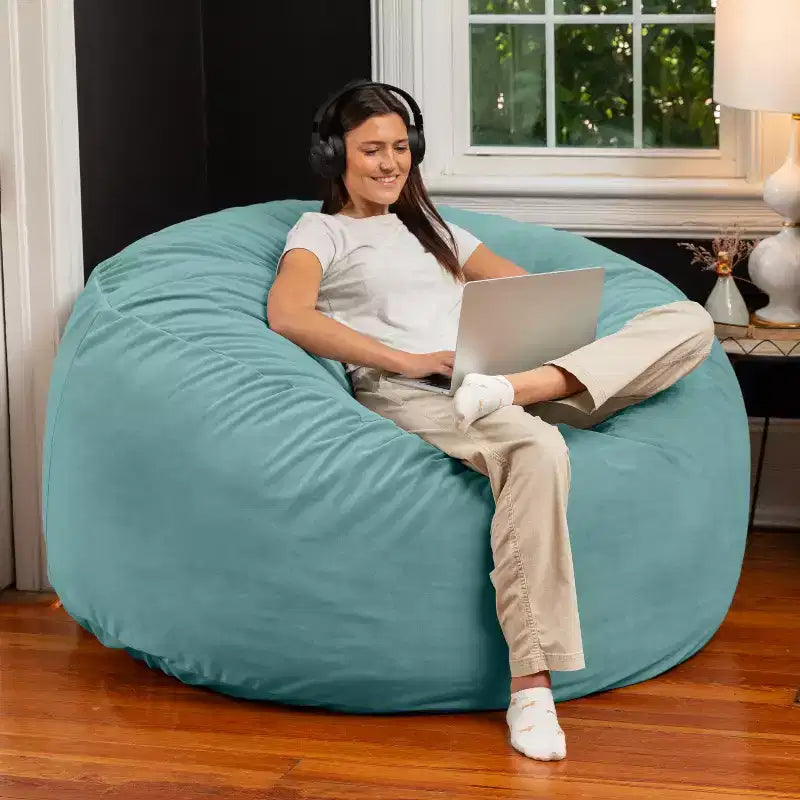 5 Foot Saxx - Großer runder Sitzsack für Erwachsene - Üppiger Samt