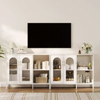 Sideboard Buffetschrank, moderner Glasbogen-Aufbewahrungsschrank mit verstellbaren Einlegeböden, 100 cm multifunktionale Organisationsmöbel