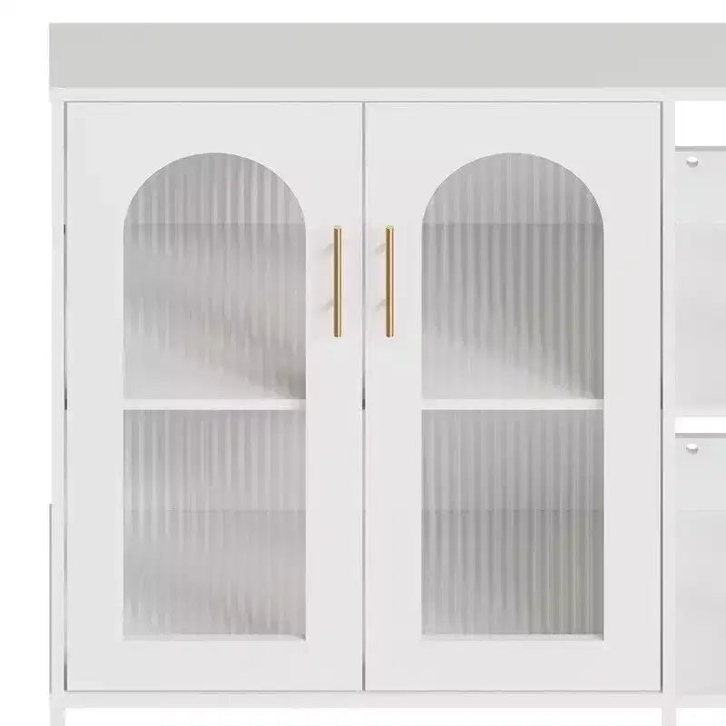 Sideboard Buffetschrank, moderner Glasbogen-Aufbewahrungsschrank mit verstellbaren Einlegeböden, 100 cm multifunktionale Organisationsmöbel