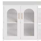Sideboard Buffetschrank, moderner Glasbogen-Aufbewahrungsschrank mit verstellbaren Einlegeböden, 100 cm multifunktionale Organisationsmöbel