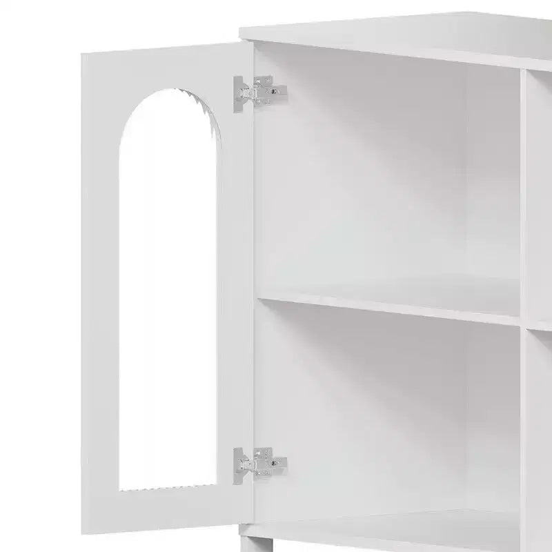 Sideboard Buffetschrank, moderner Glasbogen-Aufbewahrungsschrank mit verstellbaren Einlegeböden, 100 cm multifunktionale Organisationsmöbel