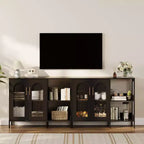 Sideboard Buffetschrank, moderner Glasbogen-Aufbewahrungsschrank mit verstellbaren Einlegeböden, 100 cm multifunktionale Organisationsmöbel